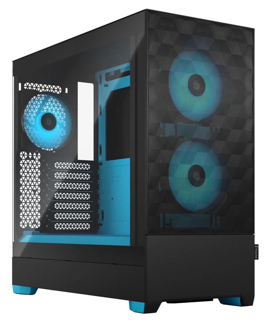 Изображение Корпус Fractal Design Pop Air RGB Cyan TG Clear Tint (mATX, ATX, Mini-ITX, черный, без БП)/(FD-C-POR1A-02)