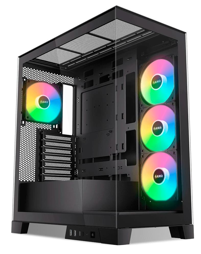 Изображение Корпус SAMA V50 Black (mATX, ATX, Mini-ITX, черный, без БП)/(V50-BKADA4X1-GL)