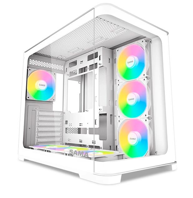 Изображение Корпус SAMA V60 White (mATX, ATX, Mini-ITX, белый, без БП)/(V60-WHADA7X1-GL)