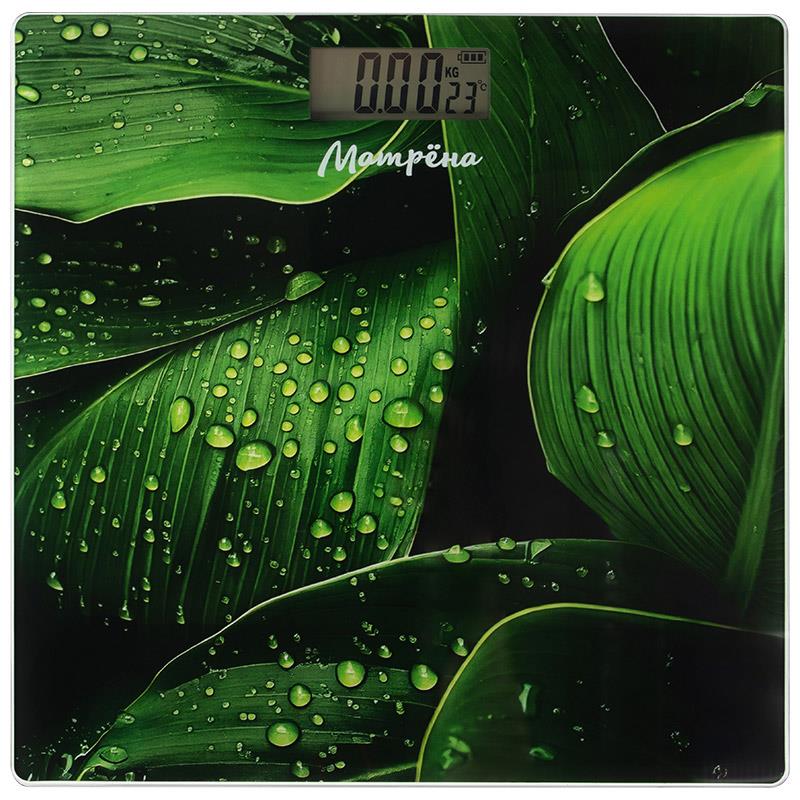 Изображение Весы МАТРЁНА MA-032A (стеклянная поверхность, 150 кг) (110016),зеленый, рисунок