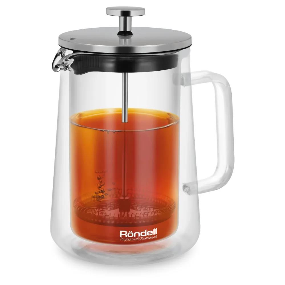 Изображение Френч-пресс Rondell Eletto RDS-1824 , 1000 мл,прозрачный, хром