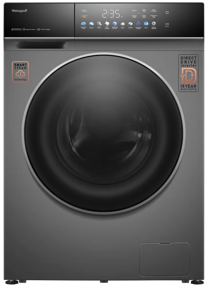 Изображение Стиральная машина Weissgauff WMD 62210 Direct Drive Touch Inverter Steam Grey, серый (фронтальная, 10,5 кг, 1200 об/мин )