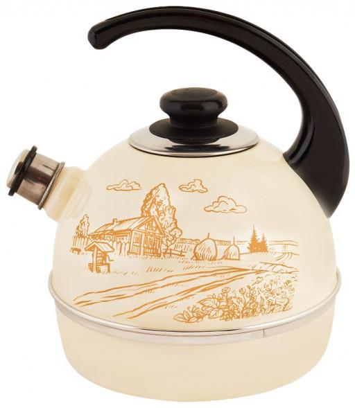 Изображение Чайник Рубин T04/40/04/40 Золотой домик эмал 4,0л конс/руч слон кость (4, л л /рисунок, слоновая кость)