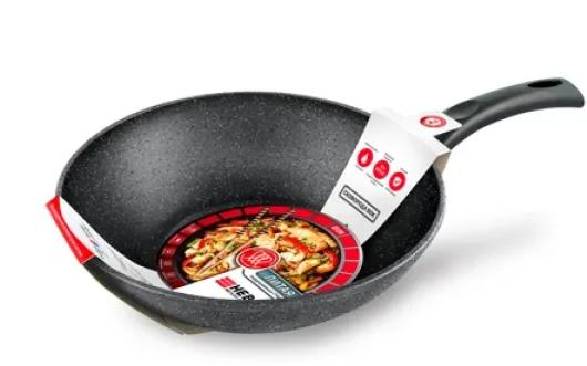 Изображение Сковорода-вок НЕВА МЕТАЛЛ ПОСУДА L3128Wi а/пр литая Вок Гранит индукция (28 см )