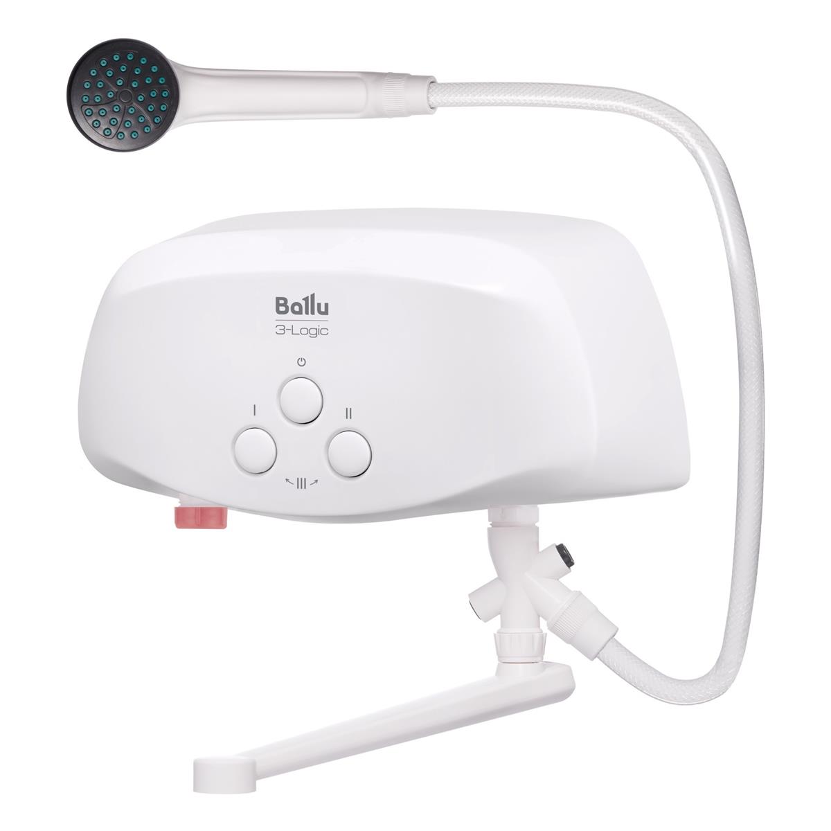 Изображение Водонагреватель проточный (электрический) Ballu 3-Logic TS (3,5 kW) - кран+душ