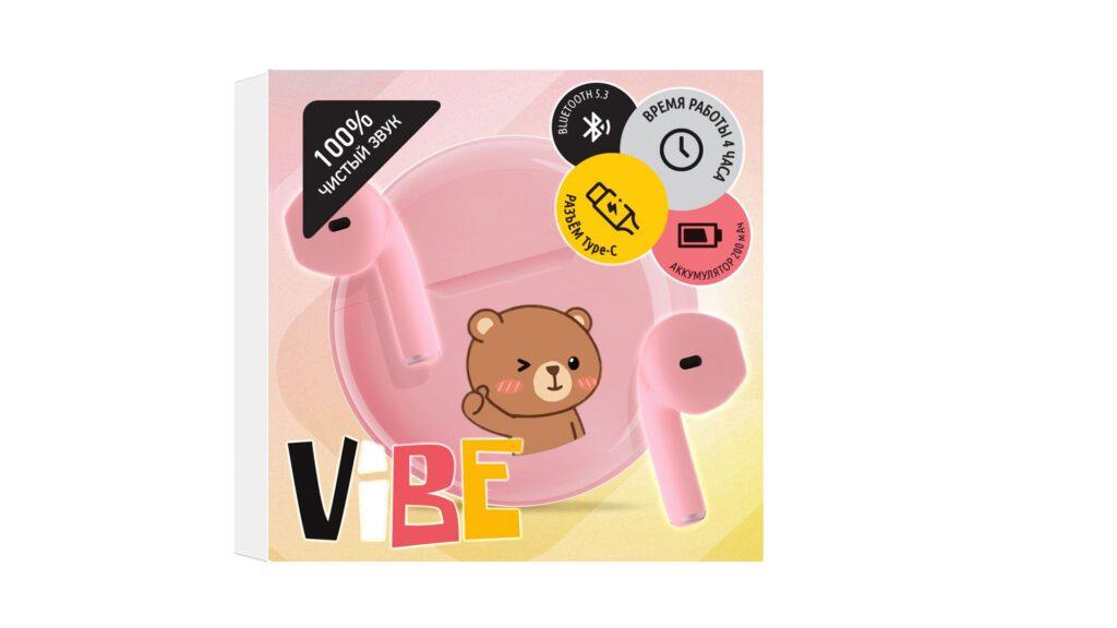 Изображение Bluetooth-гарнитура/наушники Qumo TWS ViBE ВТ 0100 "Teddy" (розовый)