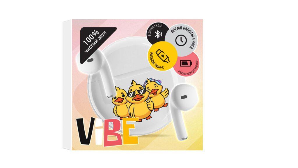 Изображение Bluetooth-гарнитура/наушники Qumo TWS ViBE ВТ 0100 "Ducks" (белый)