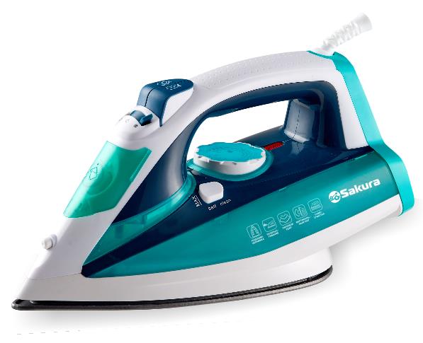 Изображение Утюг Sakura SA-3053CGR 2400 Вт керам подошва (2400 Вт/зеленый, белый)