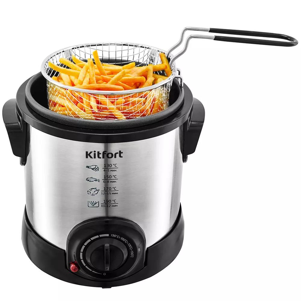 Изображение Фритюрница Kitfort КТ-2009 (1 л  1000 Вт  серебристый, черный)