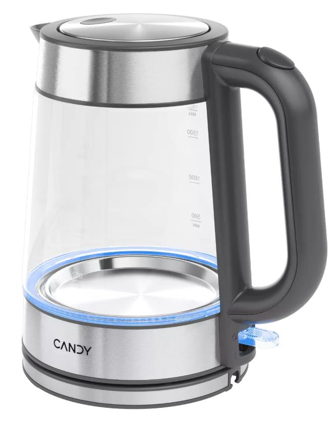 Изображение Электрический чайник Candy CK-303 (2200 Вт/1,8 л /стекло/прозрачный, серебристый)