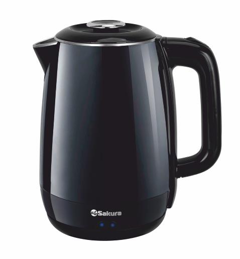 Изображение Электрический чайник Sakura SA-2180BK (1800 Вт/1,8 л /пластик, нержавеющая сталь/черный)