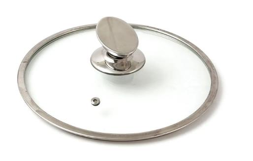 Изображение Крышка TimA стекл. с метал/обод + овальная ручка НЖС низ. 5524 24 см