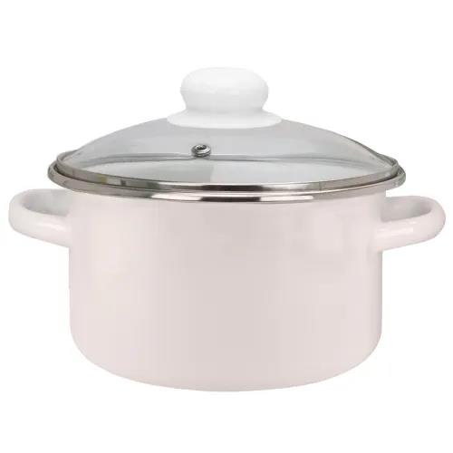 Изображение Кастрюля ЭМАЛЬ 33-Б1614С бисквит цил 4,0л стекл/кр мет/об (4 л )