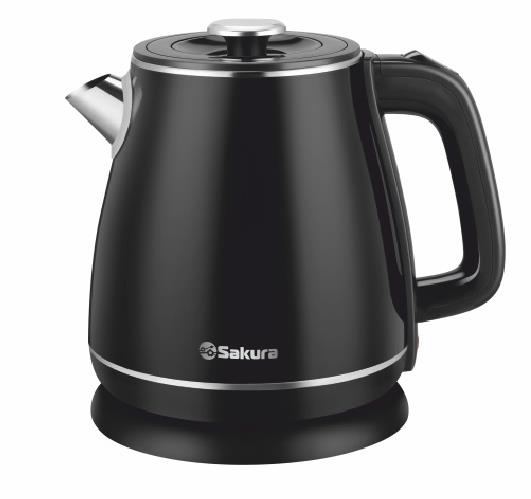 Изображение Электрический чайник Sakura SA-2186BK (1800 Вт/1,8 л /нержавеющая сталь/черный)