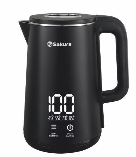 Изображение Электрический чайник Sakura SA-2191DBK (1.8) сенс.дисплей (1800 Вт/1,8 л /пластик, нержавеющая сталь/черный)