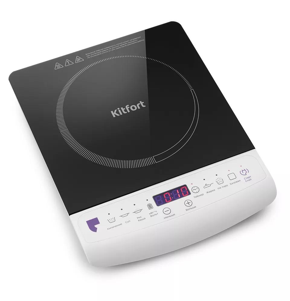 Изображение Плита настольная Kitfort КТ-101, стеклокерамика (Индукционная, , белый)