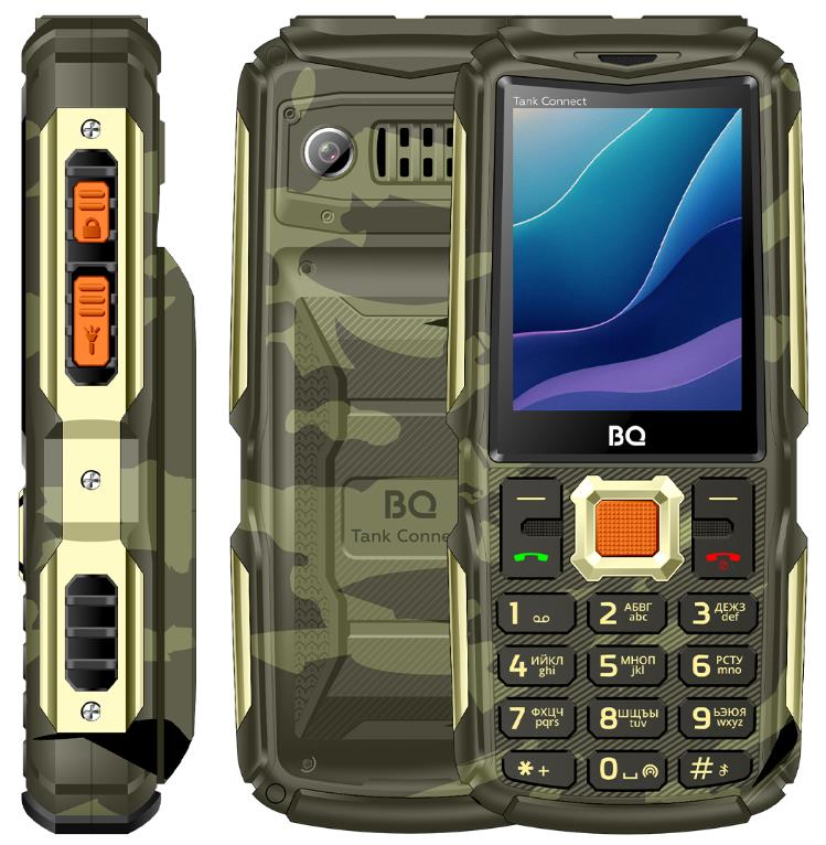 Изображение Мобильный телефон BQ 2430L Tank Connect,золотистый, камуфляж