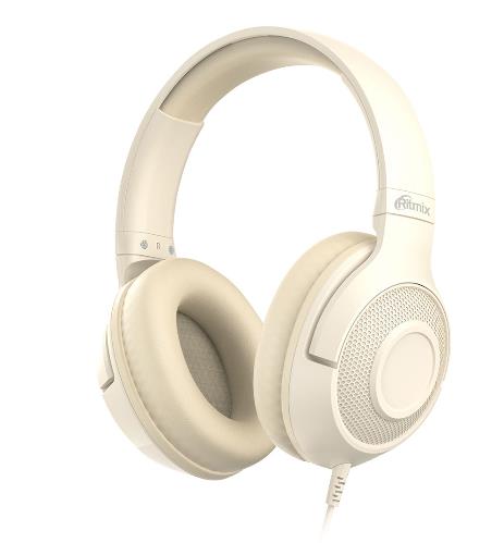 Изображение Наушники Ritmix RH-544, накладные, складная конструкция бежевый