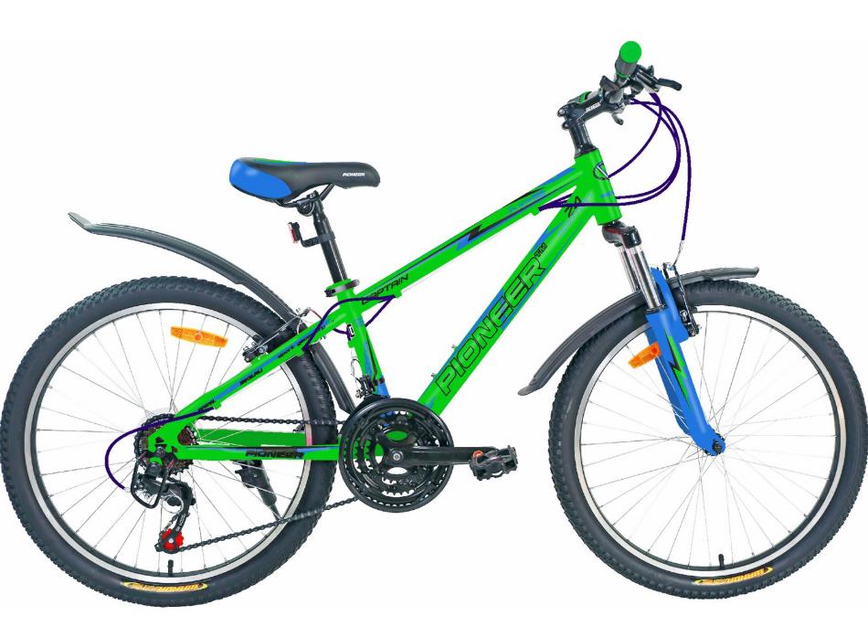 Изображение Велосипед Pioneer Captain 24 (черный, синий, зеленый/24 "/12.0 ")-2022 года