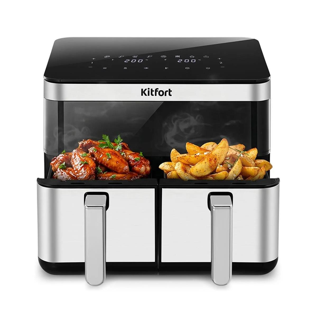 Изображение Аэрогриль Kitfort КТ-8110 2700Вт серебристый/черный (2700 Вт /8,6 л )