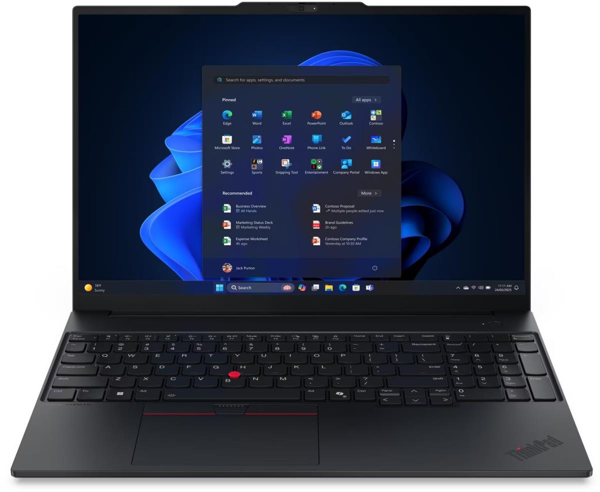 Изображение Ноутбук Lenovo ThinkPad E16 Gen 3 (Intel 226V 2100 МГц/ SSD 512 ГБ  /RAM 16 ГБ/ 16" 1920x1200/VGA встроенная/ Без ОС) (22B0S03100)
