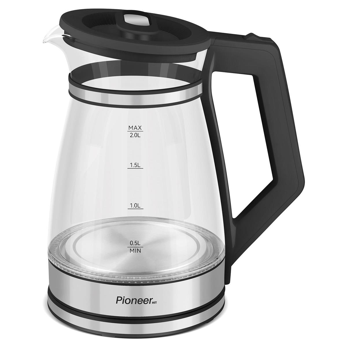 Изображение Электрический чайник Pioneer KE801G (2400 Вт/2 л /стекло/прозрачный, черный, серебристый)