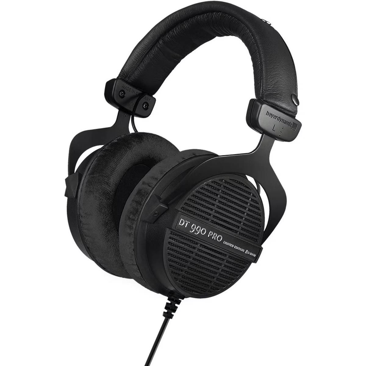 Изображение Наушники Beyerdynamic DT 990 PRO 80 OHMS черный/серый, полноразмерные, открытая конструкция, велюровые амбушюры черный