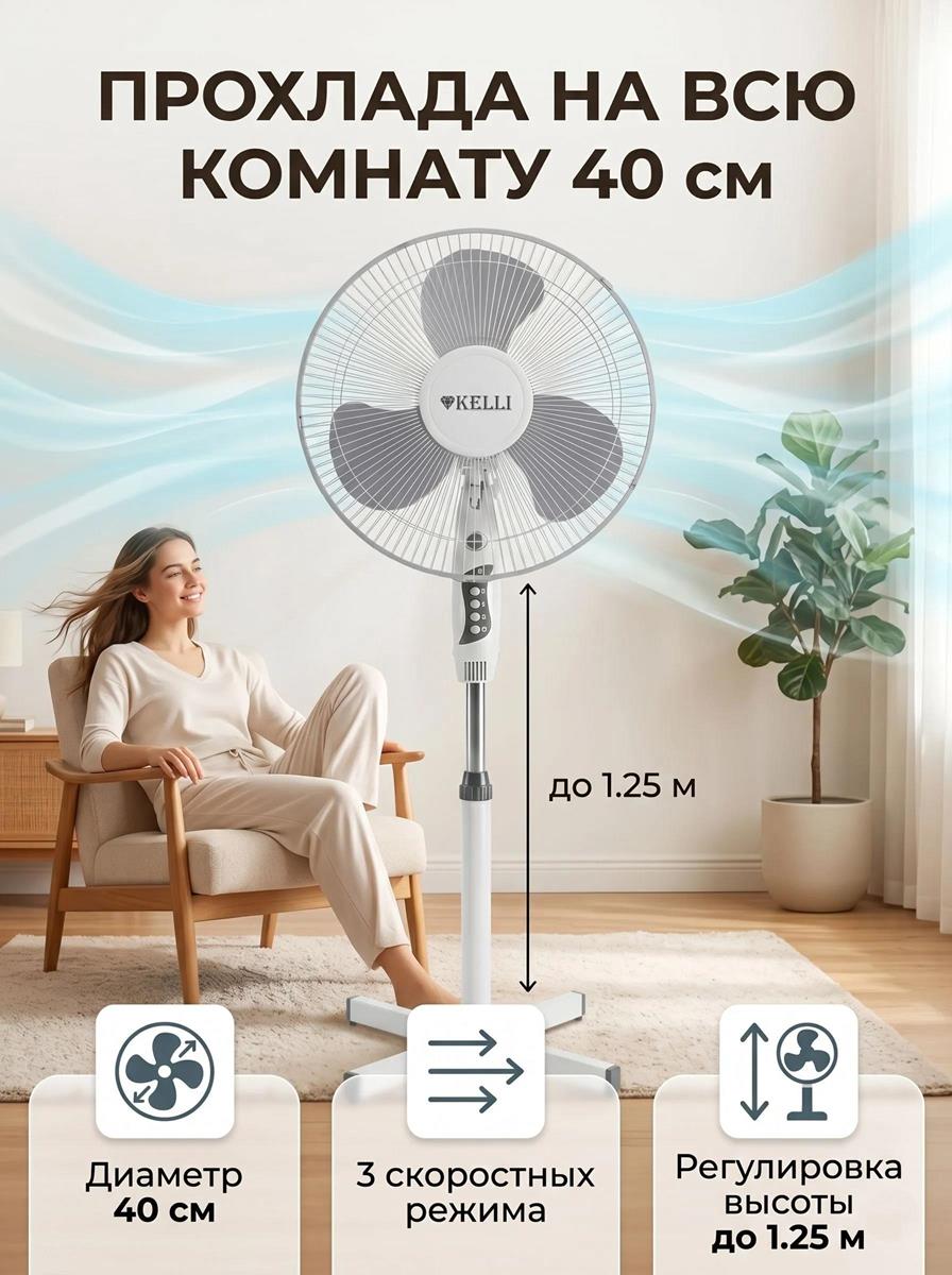 Изображение Вентилятор Kelli KL-1016 бел. (4шт в упк)