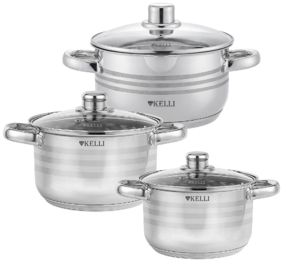 Изображение Набор посуды Kelli KL-4264 (2л; 2,5л; 3,5л) серебристый